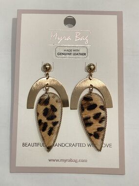 Myra Bag Gold-tone Earrings with Leopard Print Leather Drops